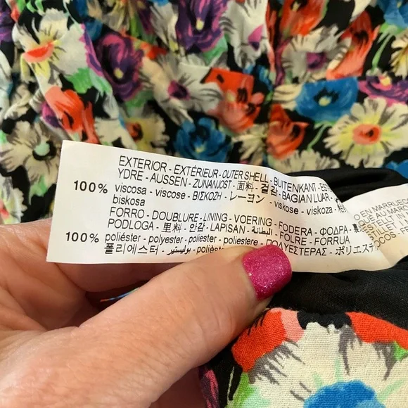 Zara Vibrant Floral Print Long Sleeve Mini Dress Ruched Skirt Design Woman Small - Picture 9 of 13